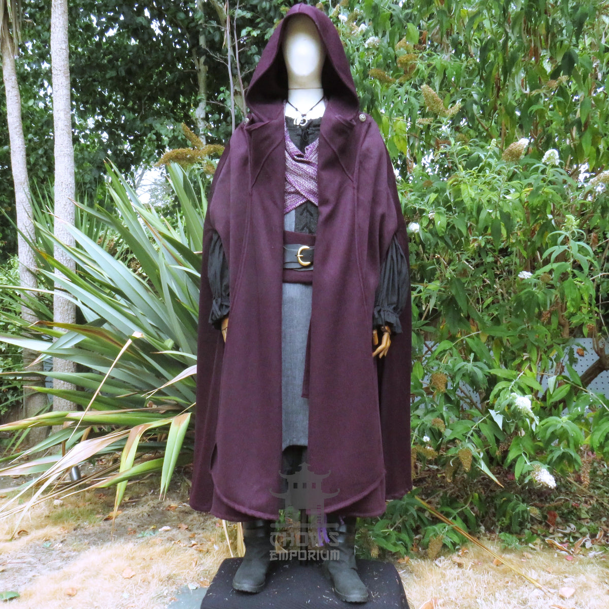 Purple Wool Hooded Cloak and Robe