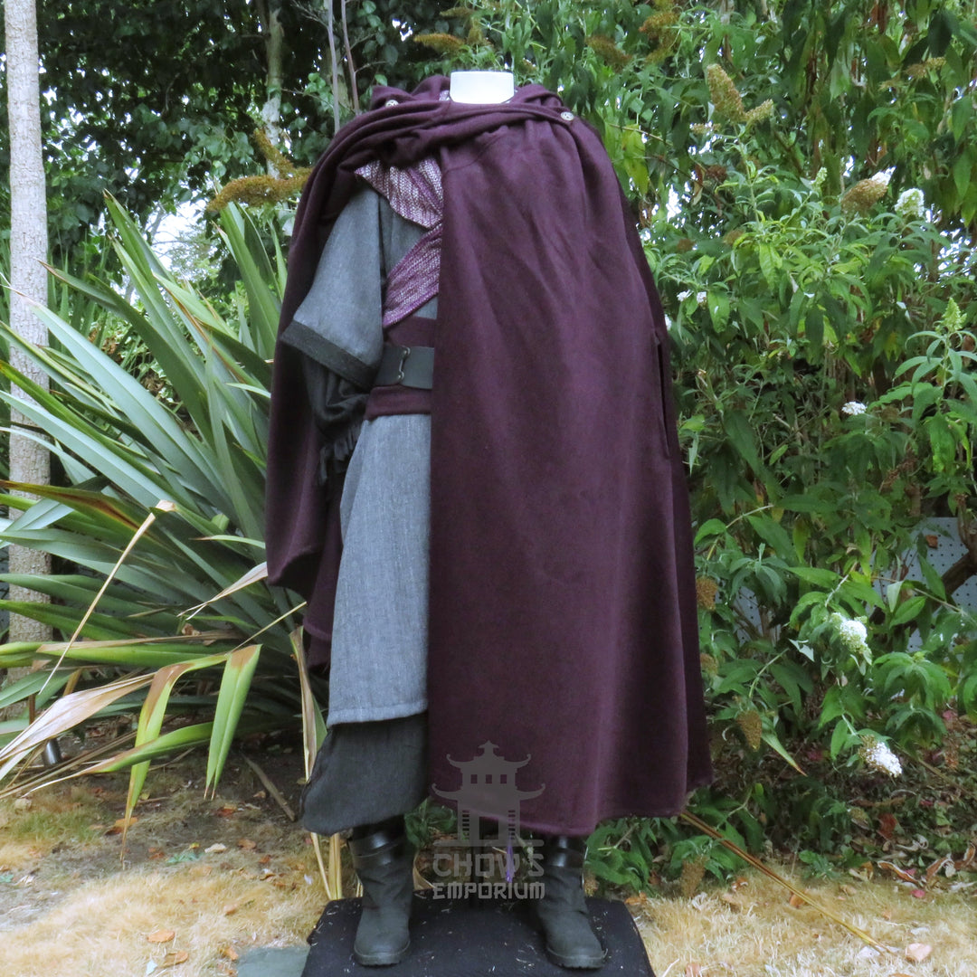 Purple Wool Hooded Cloak and Robe