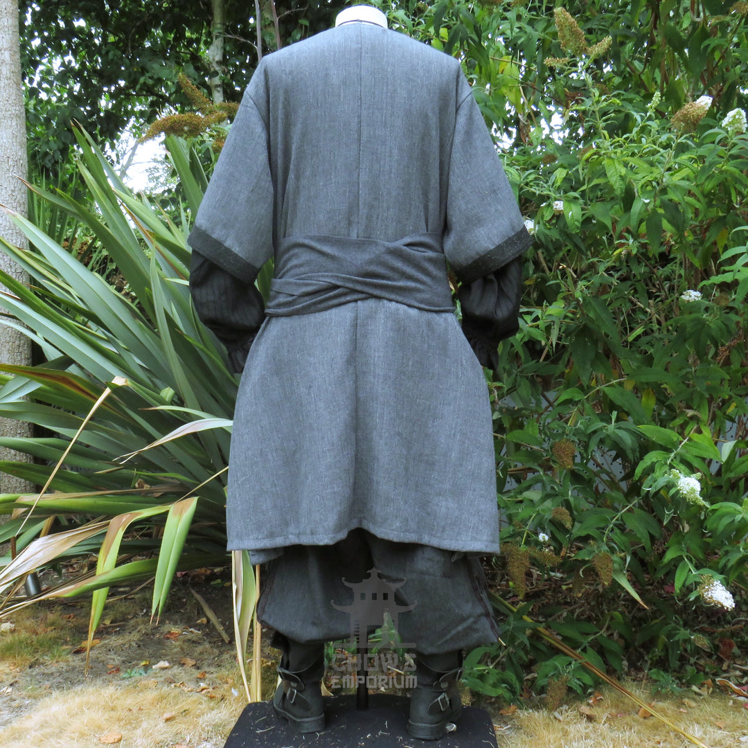 Ashen Rogue LARP Outfit, 5+ Pieces (Waistcoat, Tunic, Hood, Sash, Necklace)