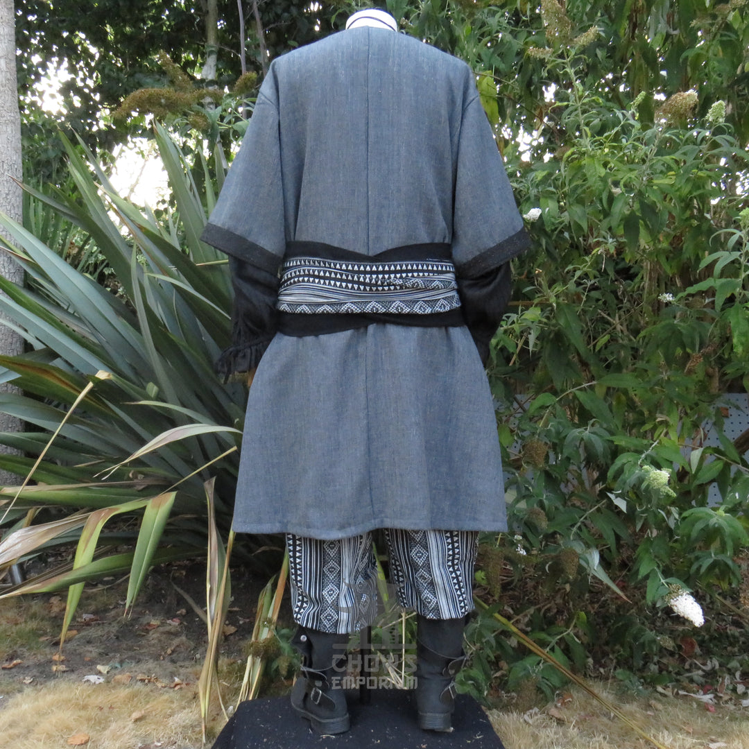 LARP Basic Outfit - 3 pieces Grey &amp; Purple (Tunic, Hood, Sash)