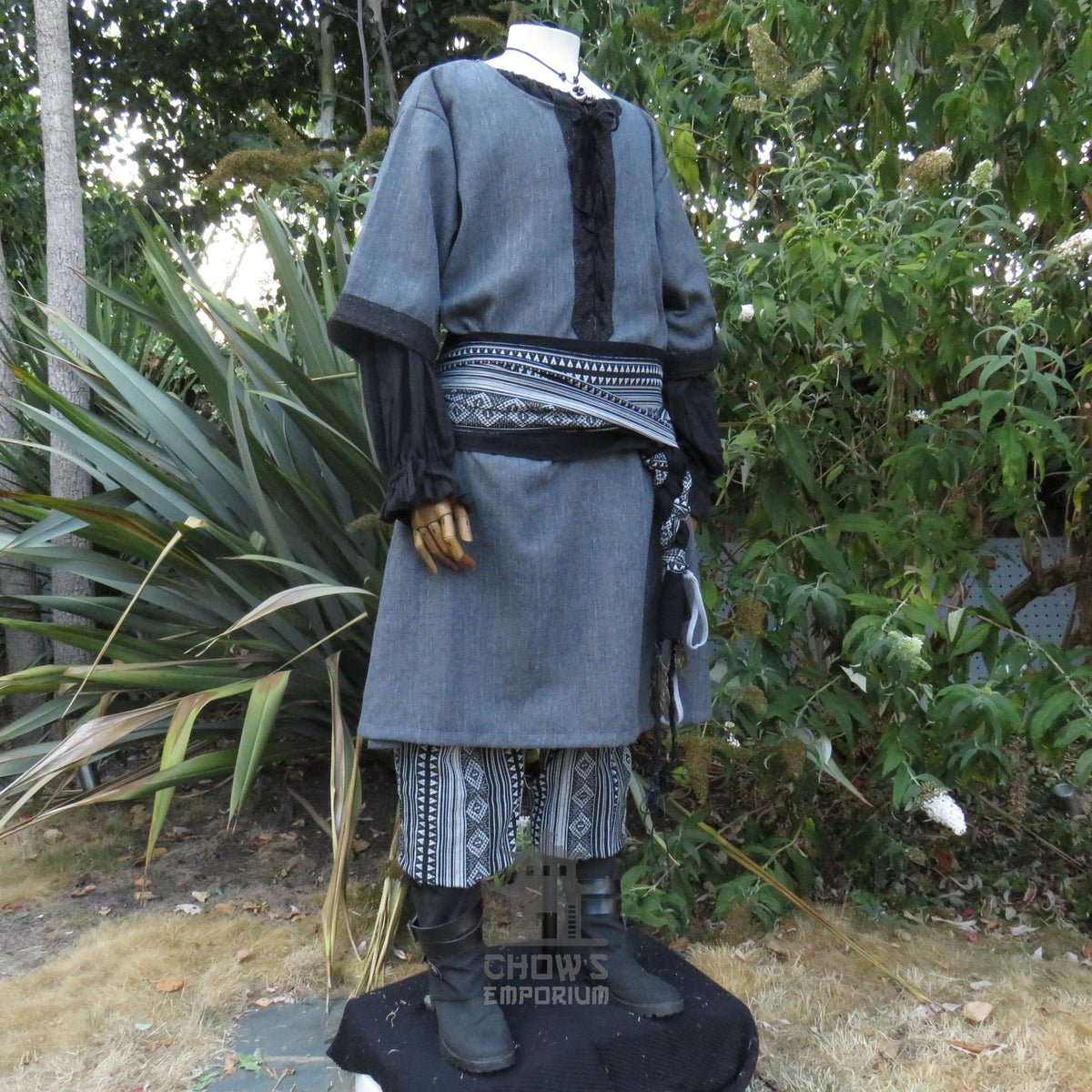 LARP Basic Outfit - 3 pieces Grey &amp; Purple (Tunic, Hood, Sash)