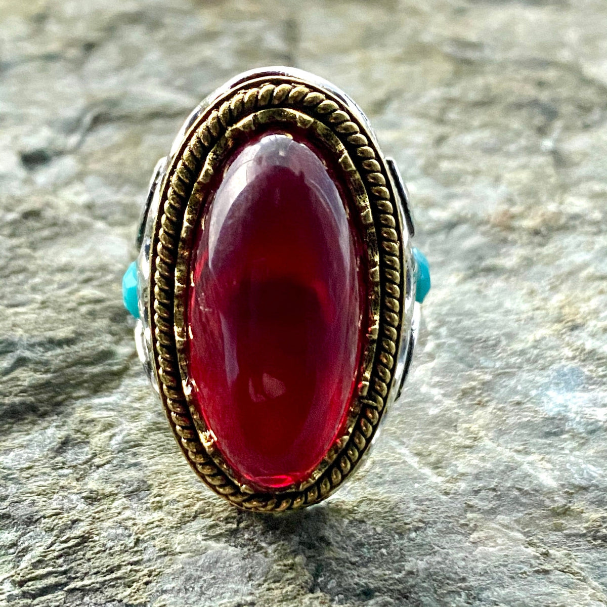 LARP Ring / Costume Jewellery / Gemstone / Red Stone Ring / Dwarf / Thief / Accessories / REN.