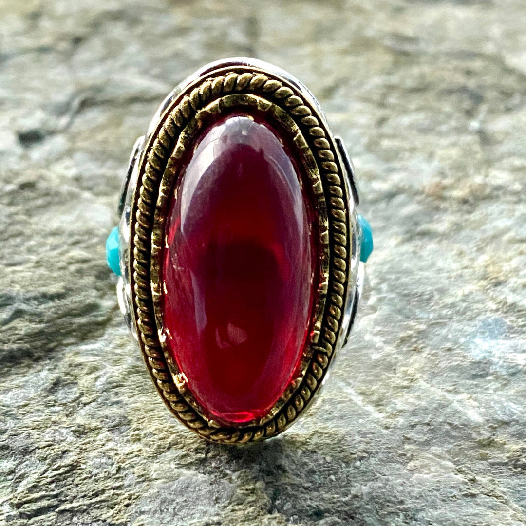 LARP Ring / Costume Jewellery / Gemstone / Red Stone Ring / Dwarf / Thief / Accessories / REN.