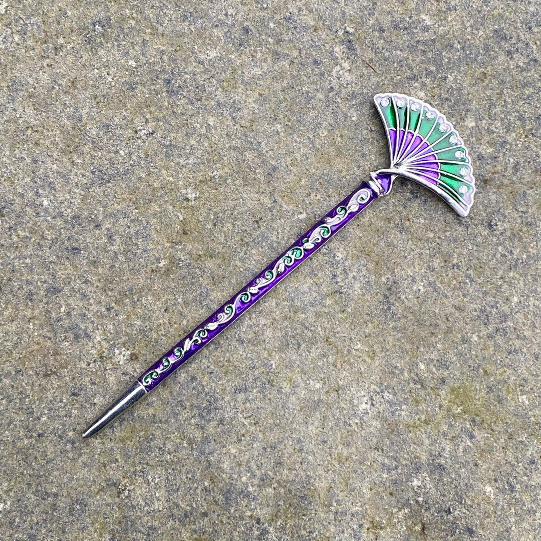 Hairpin, Fan Style (Silver and Purple) for LARP.