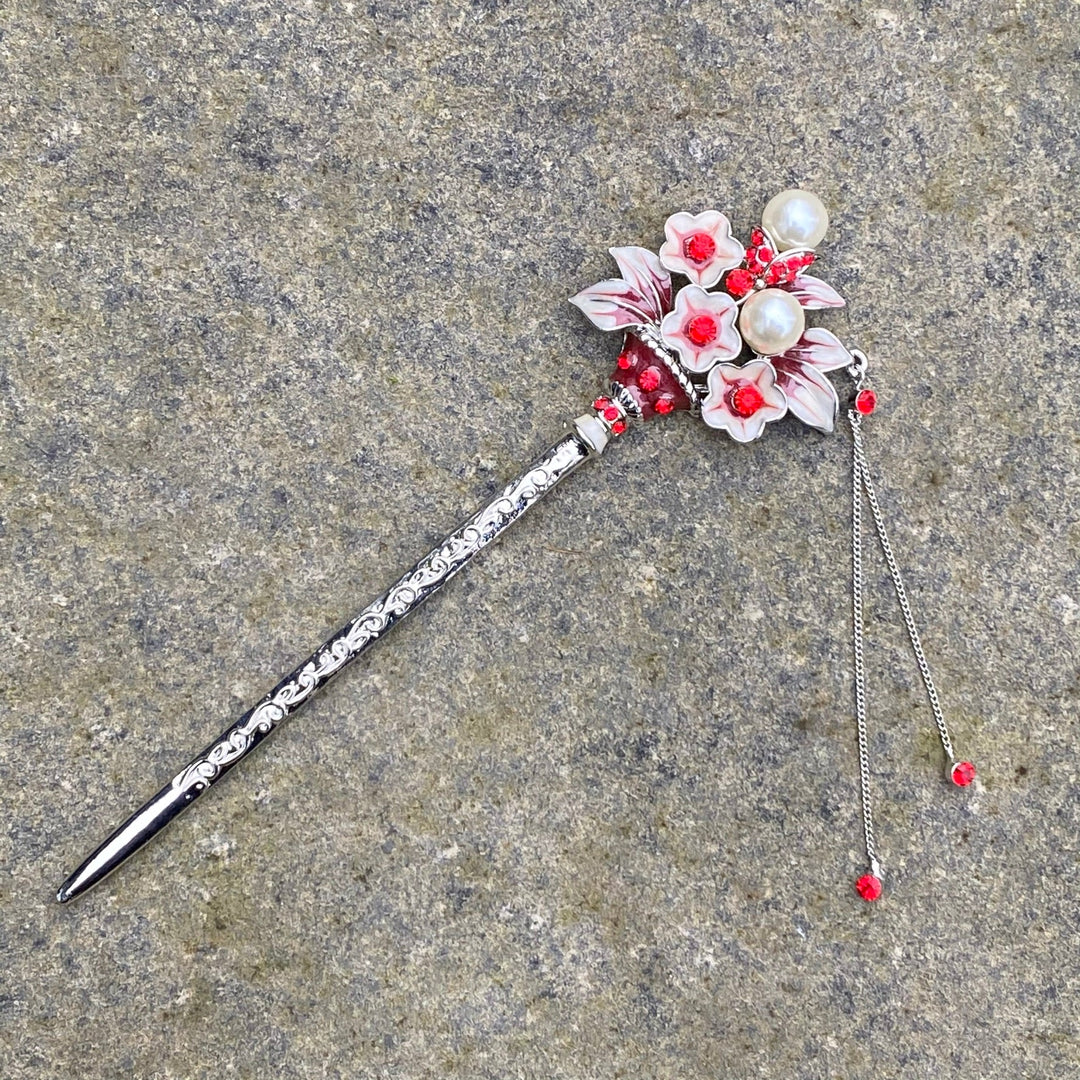 Hairpin, Flowers and Pearls (Silver and Gold) for LARP.