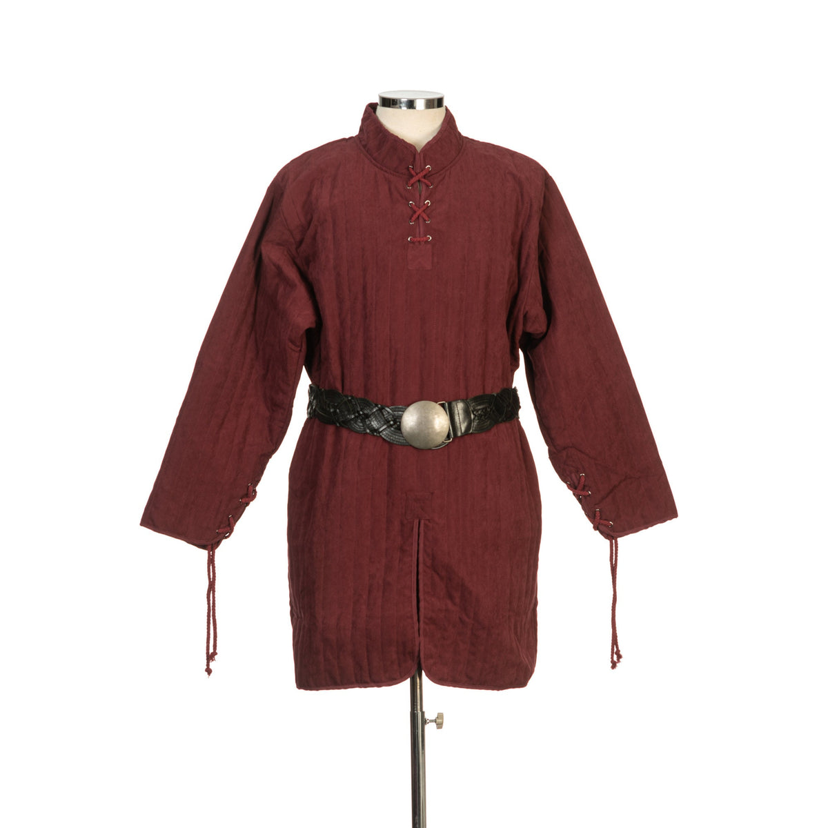 cotton gambeson in dark red for fantasy or battle wear.
