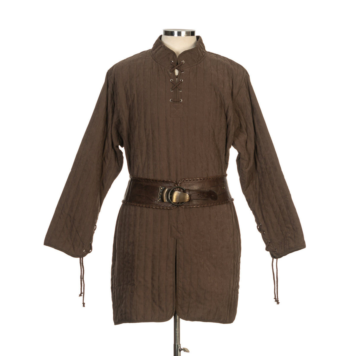 medieval gambeson in brown cotton for fantasy costume.