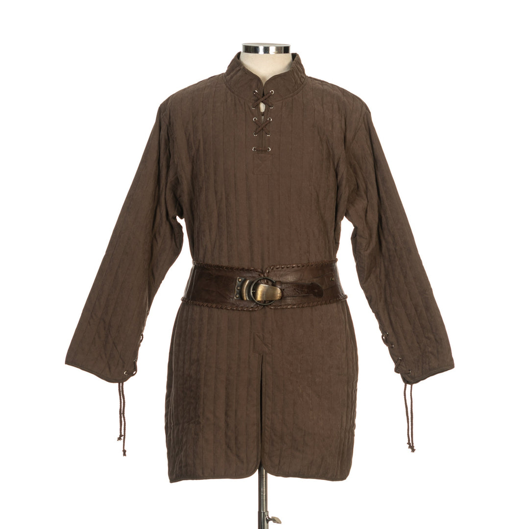 medieval gambeson in brown cotton for fantasy costume.