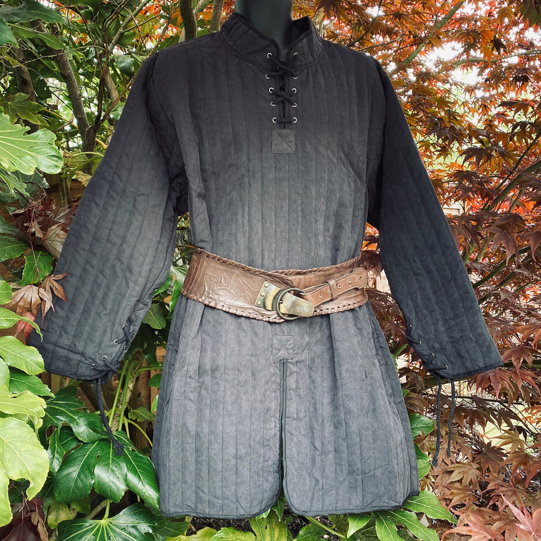 cotton gambeson in grey for cosplay or medieval events.