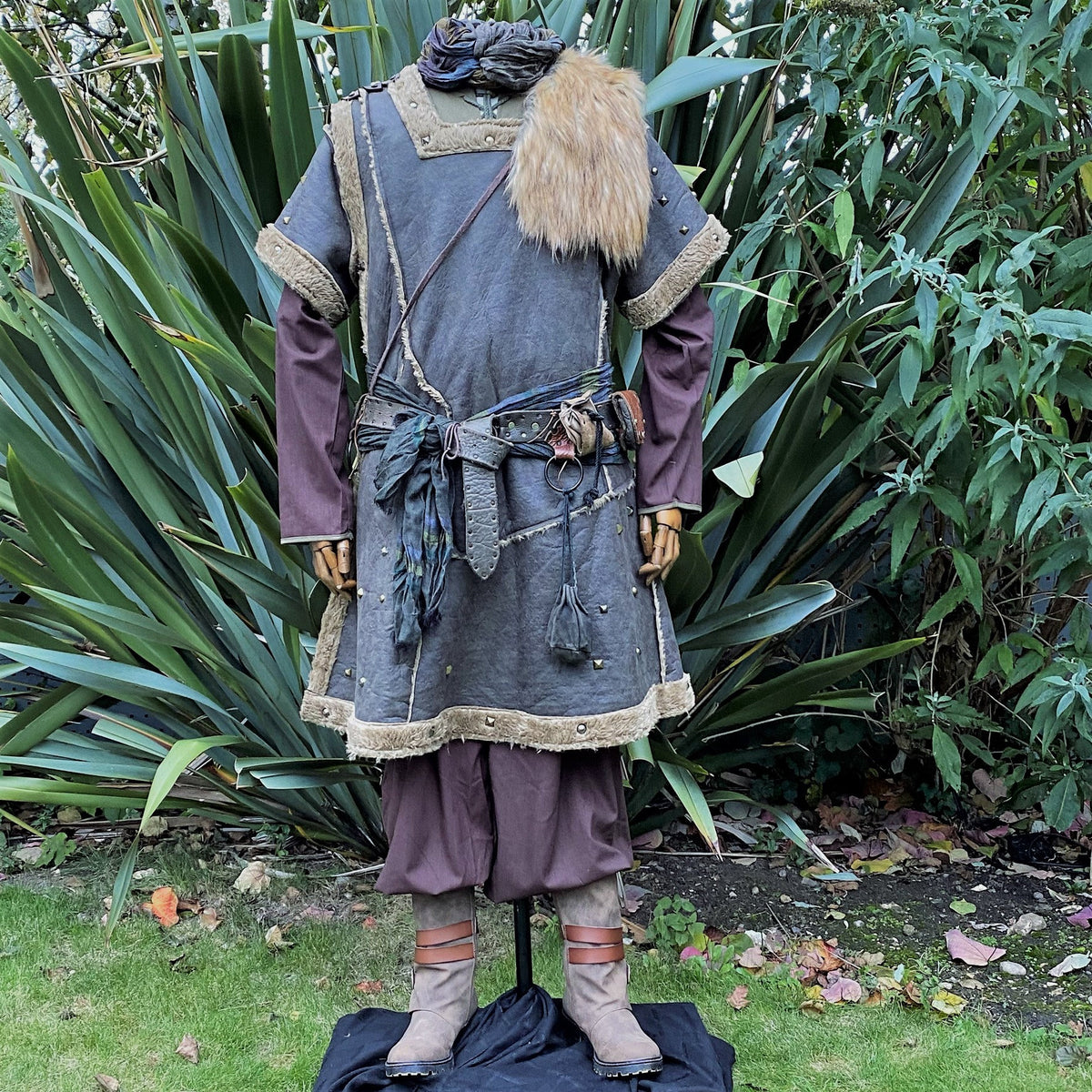 medieval style green faux leather tunic with studs.