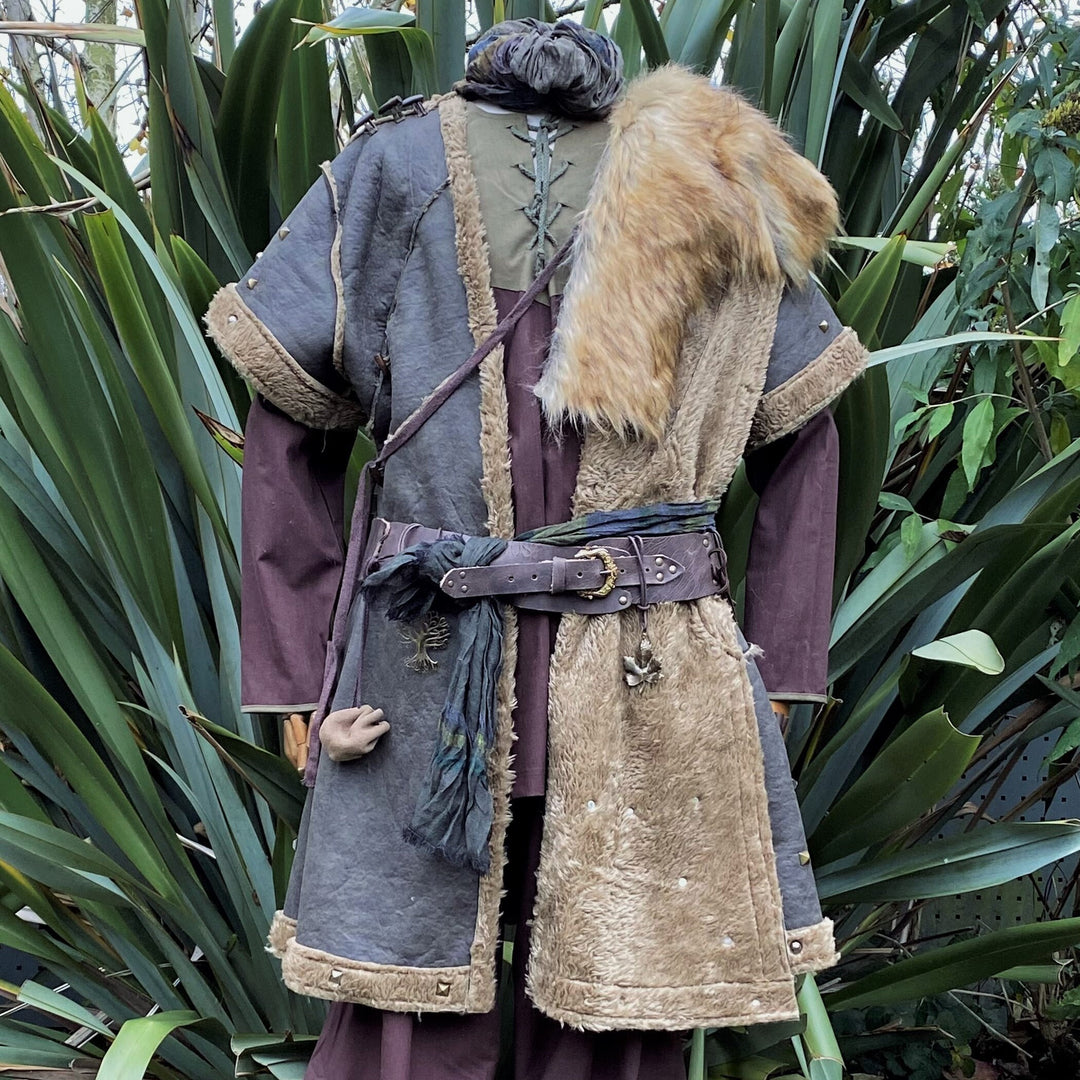 mens green studded tunic for cosplay or LARP.