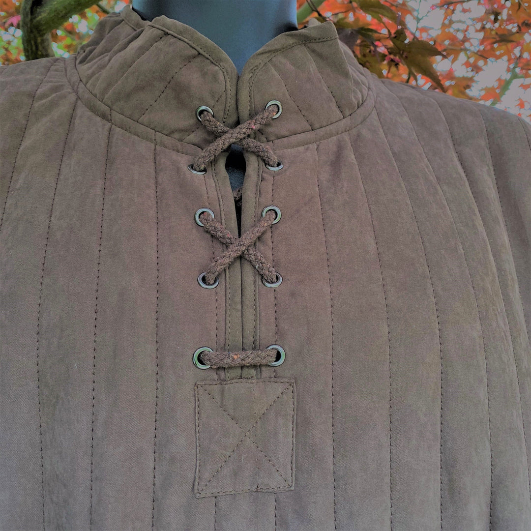 cotton gambeson in brown for costume and battle wear.