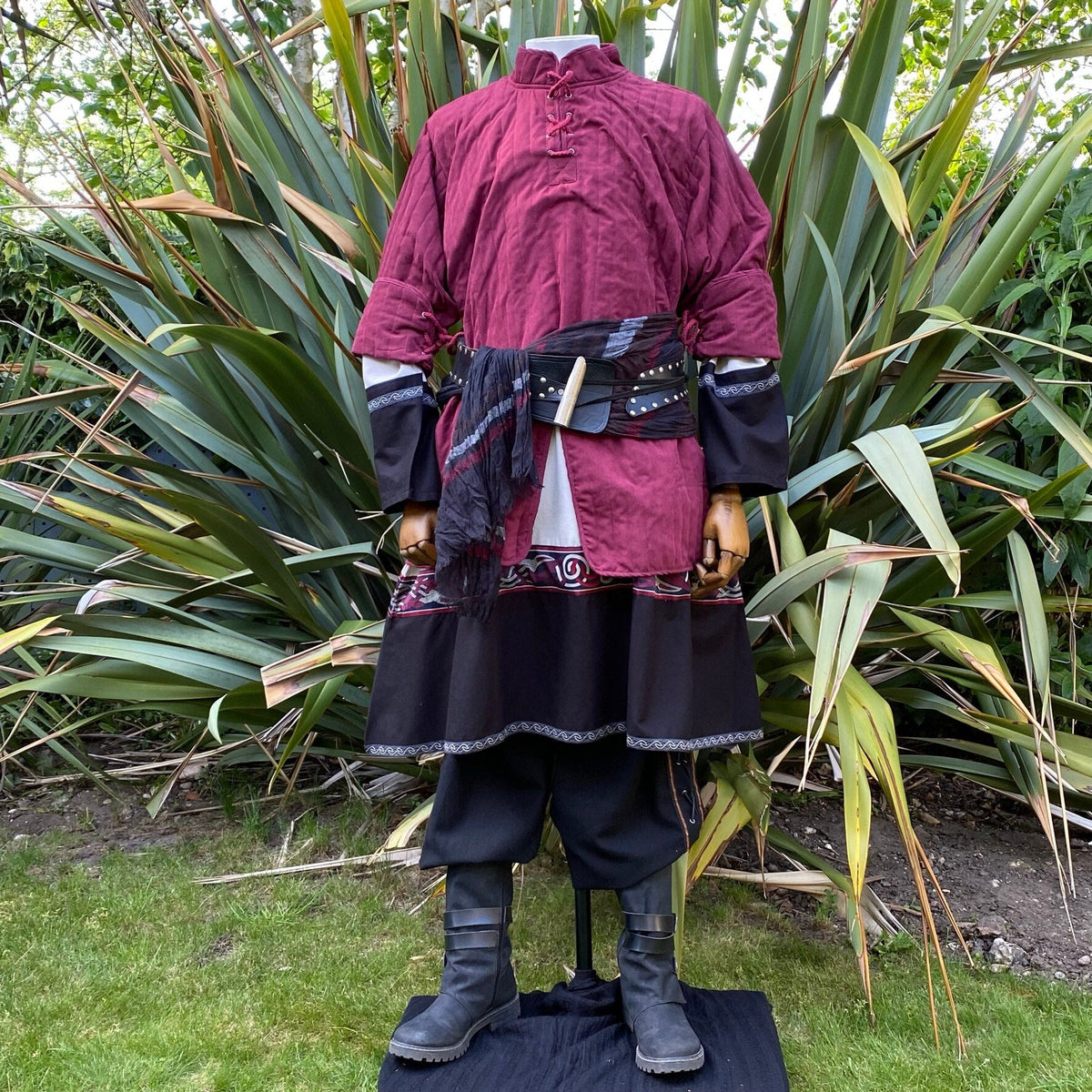 unisex dark red medieval gambeson.