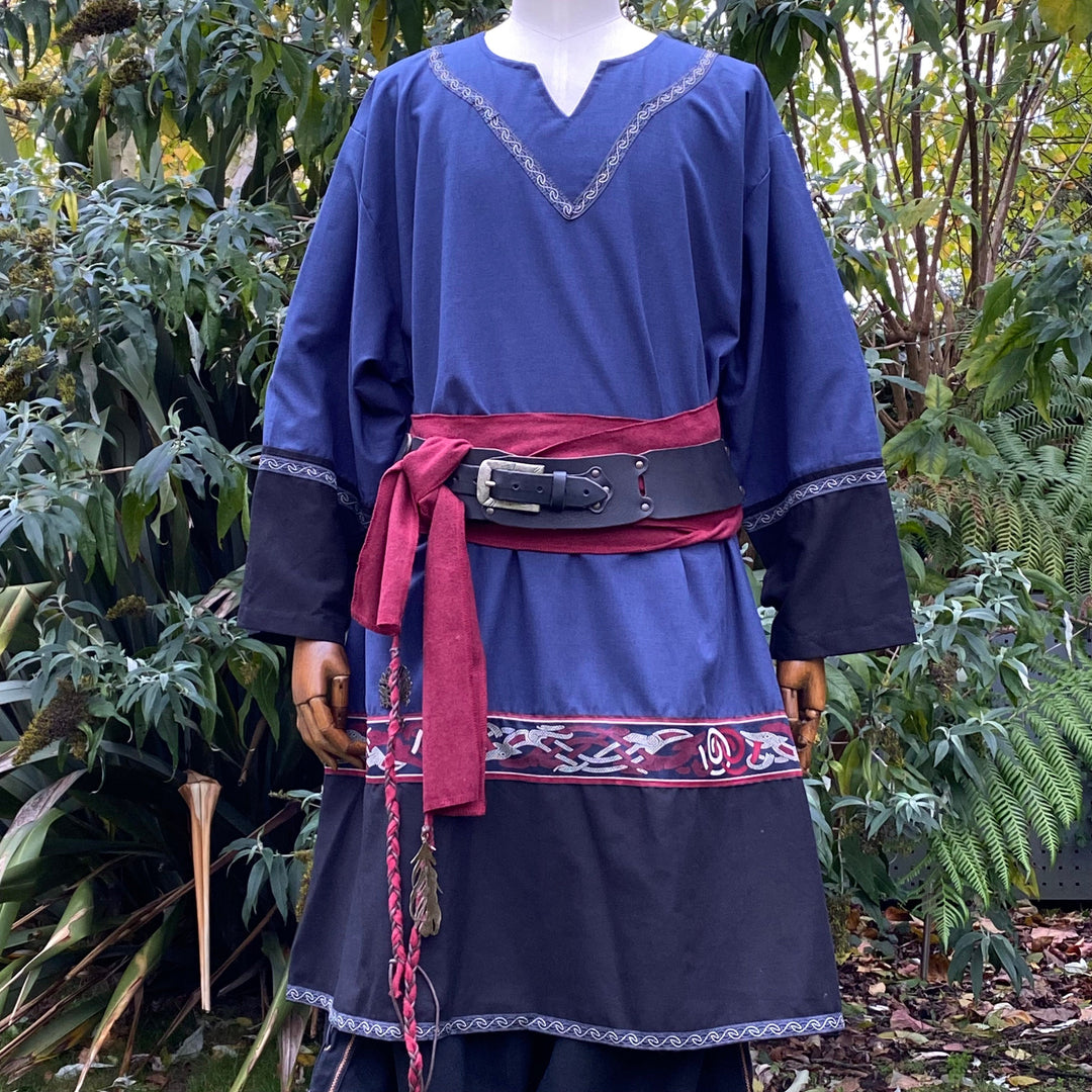 blue black Viking tunic for LARP.
