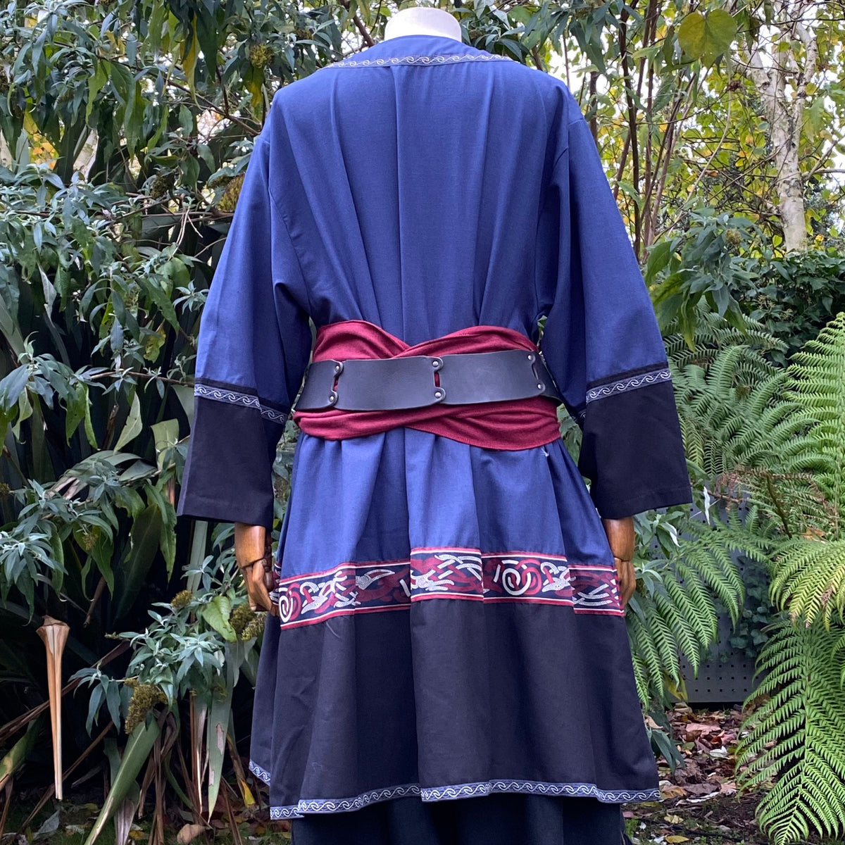blue and black medieval tunic for fantasy or Renaissance festival.