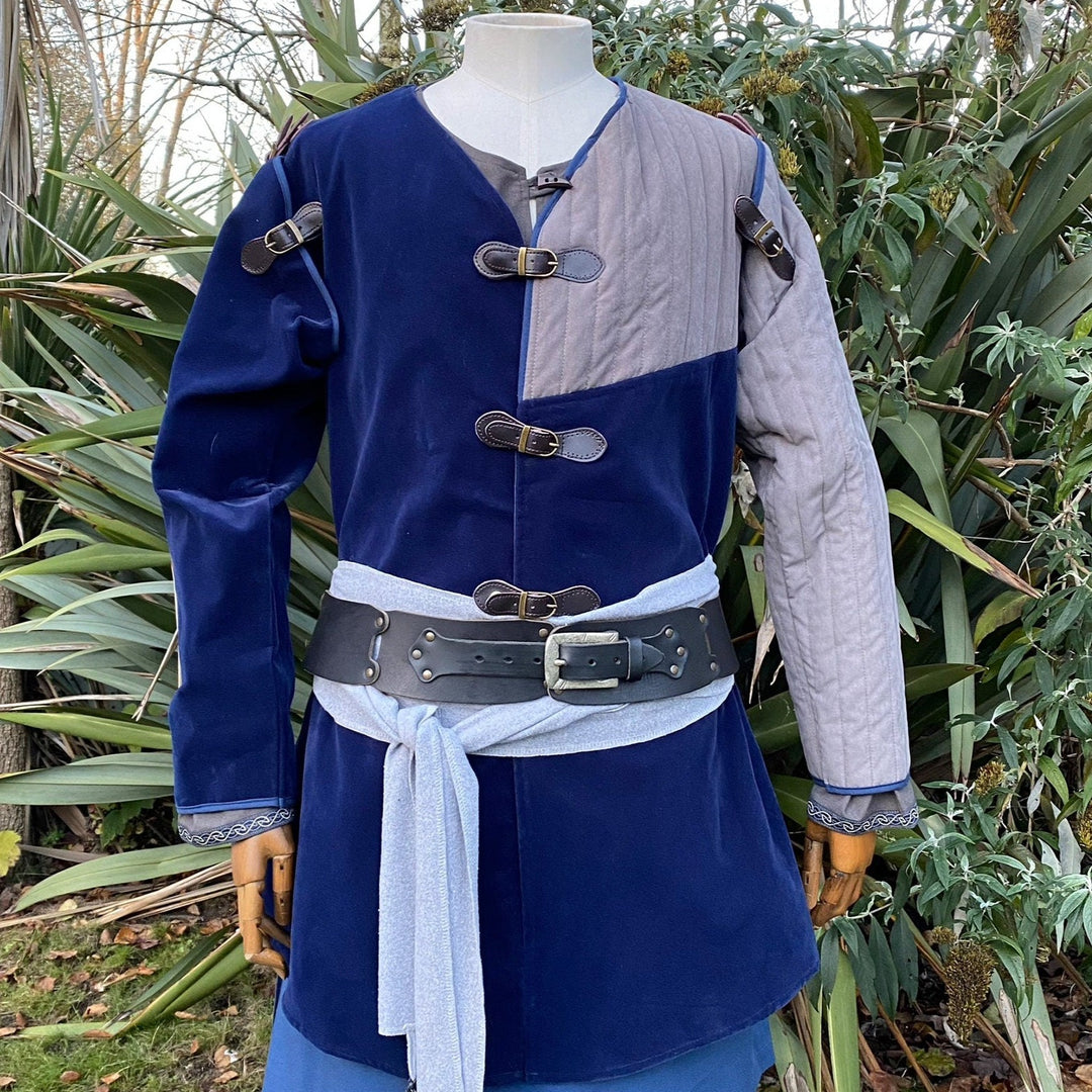 blue grey gambeson jacket with removable sleeves for LARP and.