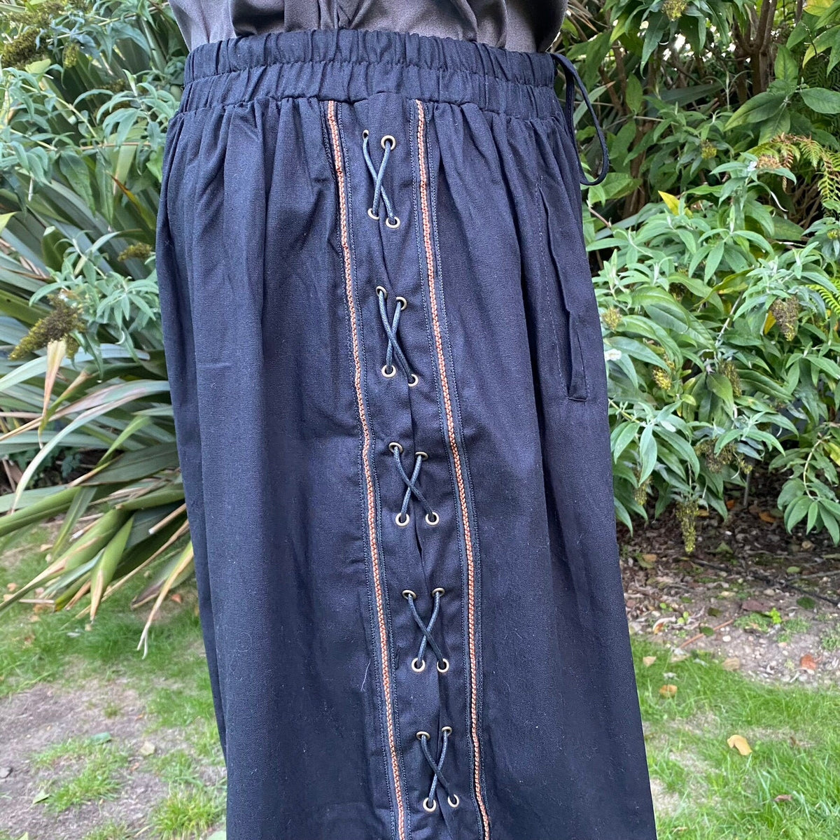Medieval LARP pants with side lacing detail.