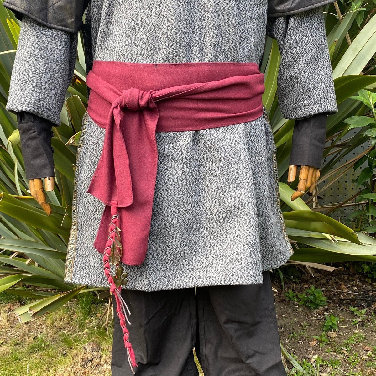 A Red Wool LARP Sash. The Viking Sash is a Woollen sash that works well by itself, or underneath.