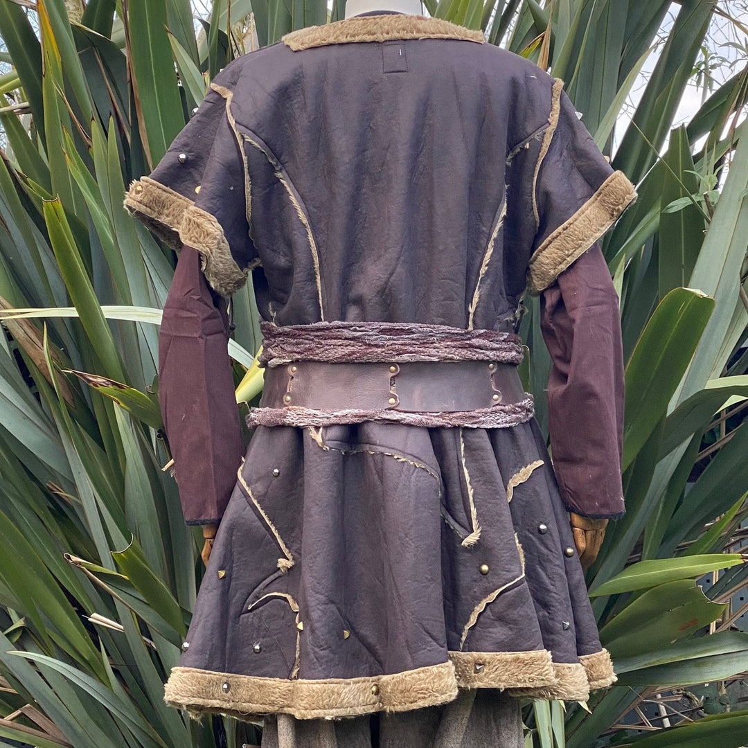 studded faux leather medieval tunic in brown.
