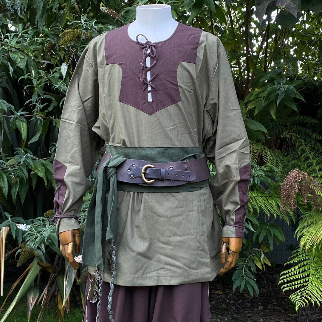 green and brown cotton Viking shirt for LARP.