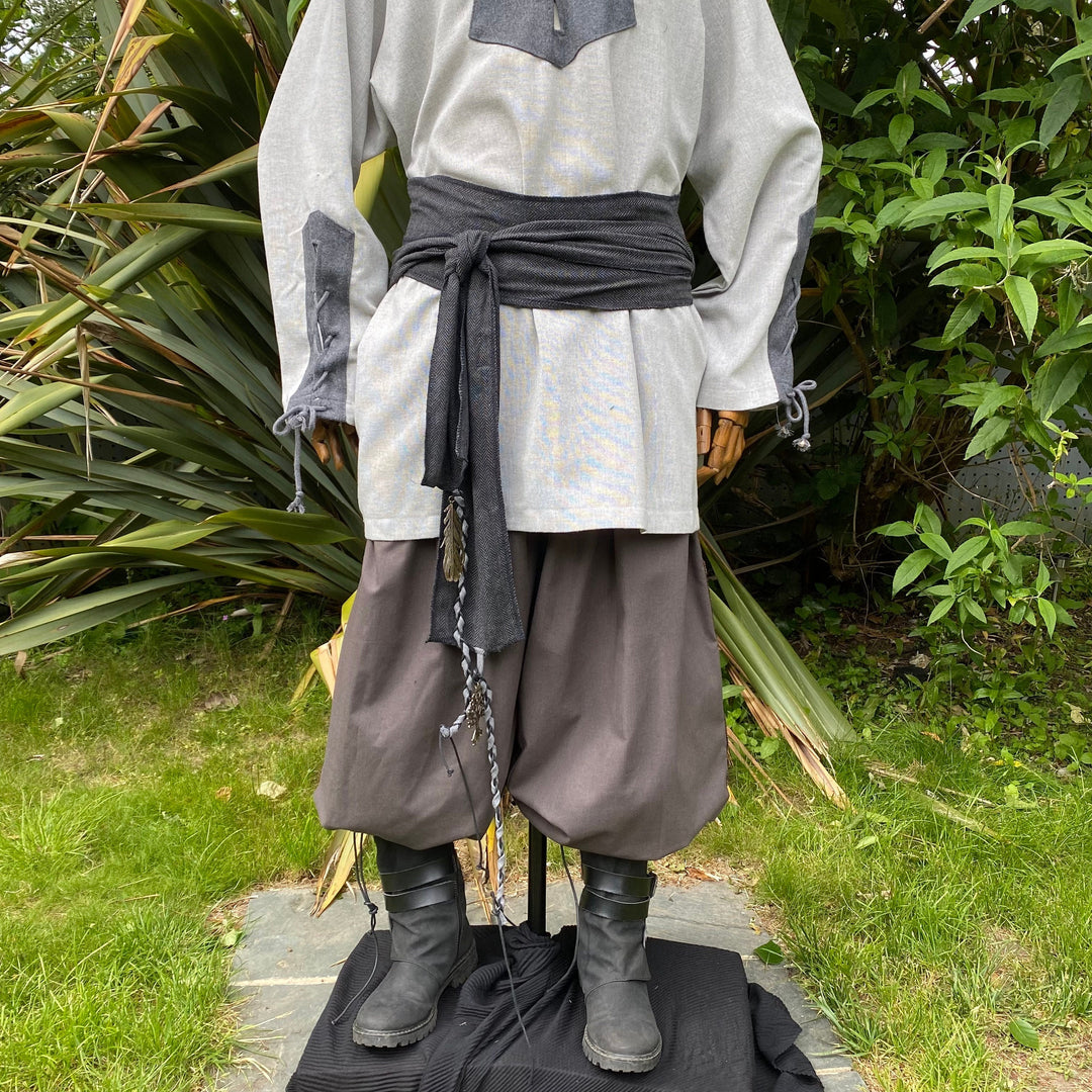 A Dark Grey and Black Wool LARP Sash. The Viking Sash is a Woollen sash that works well by itself.